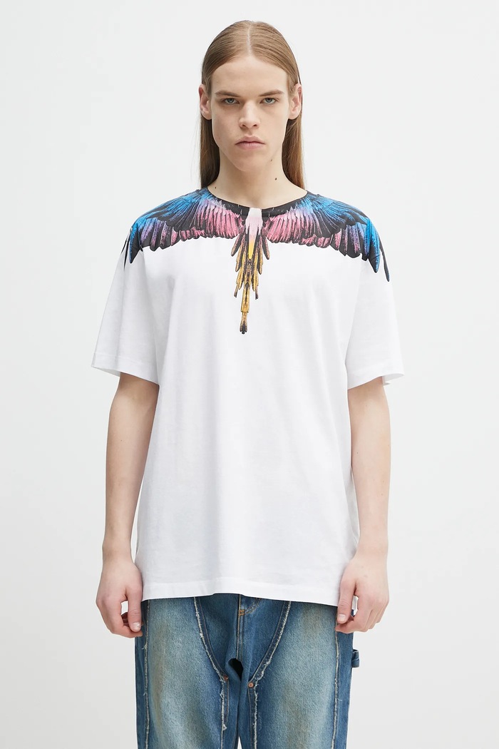 Marcelo Burlon Tricou din bumbac Icon Wings Basic T-Shirt White Pink alb CMAA056S25JER0010130