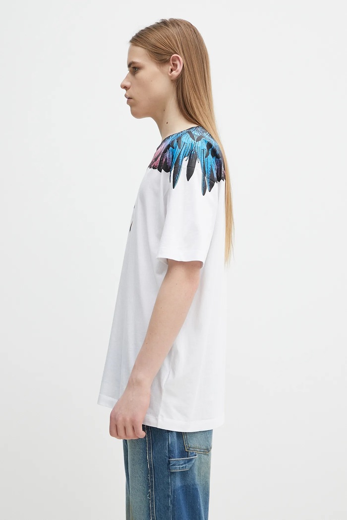 Marcelo Burlon Tricou din bumbac Icon Wings Basic T-Shirt White Pink CMAA056S25JER0010130 alb SS25
