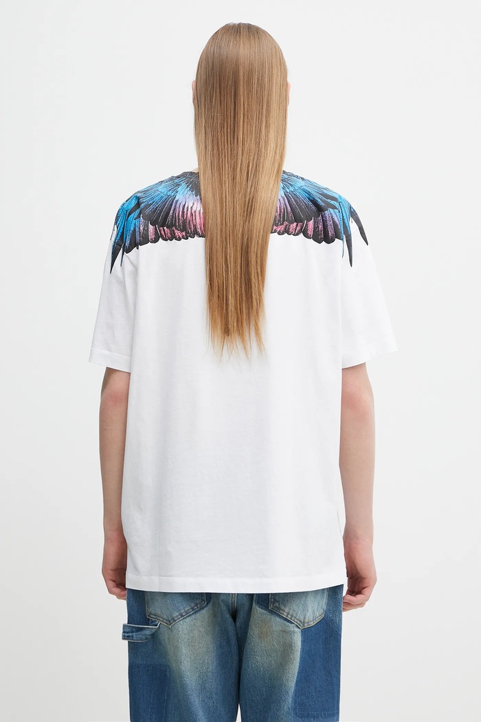 Îmbrăcăminte Marcelo Burlon Tricou din bumbac Icon Wings Basic T-Shirt White Pink CMAA056S25JER0010130 alb