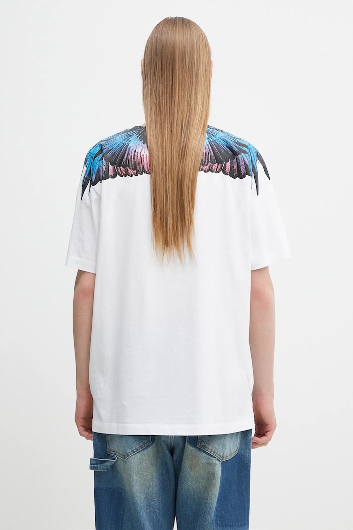 Îmbrăcăminte Marcelo Burlon Tricou din bumbac Icon Wings Basic T-Shirt White Pink CMAA056S25JER0010130 alb