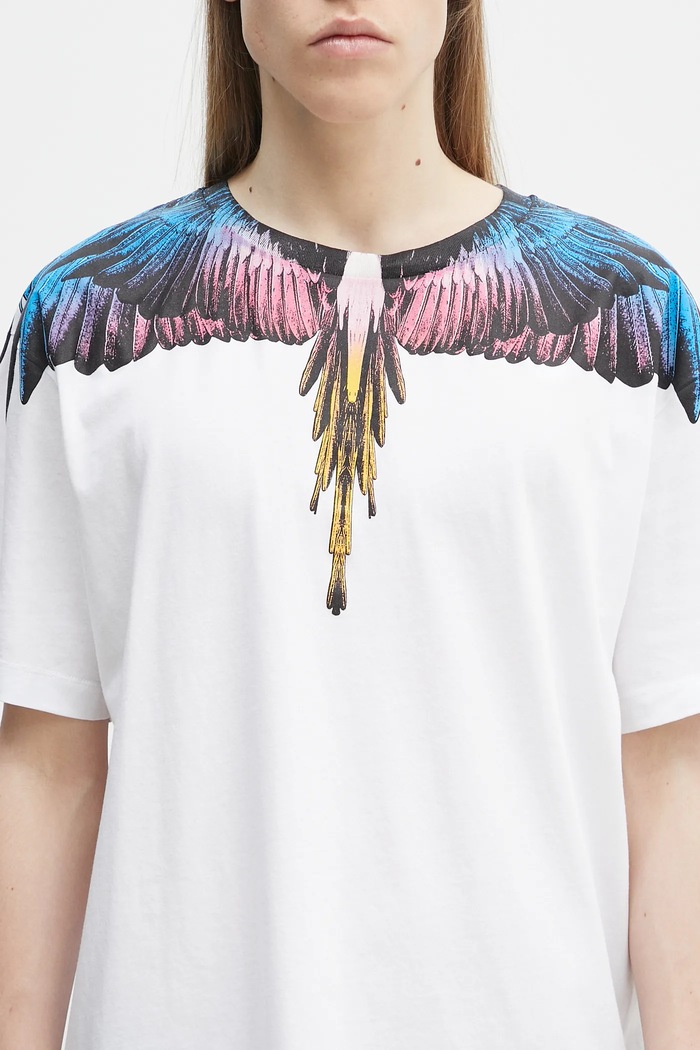 Tricou din bumbac Icon Wings Basic T-Shirt White Pink Marcelo Burlon CMAA056S25JER0010130 alb