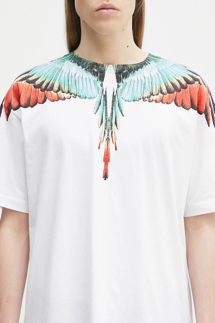 Marcelo Burlon tricou din bumbac Icon Wings Basic T-Shirt White Multicolo alb CMAA056S25JER0010184