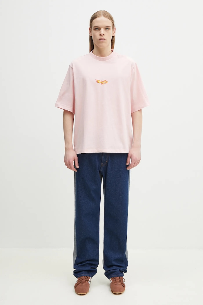 Pamučna majica Marcelo Burlon County Flame Boxy T-Shirt Pink Red CMAA05AS25JER0073025 roza