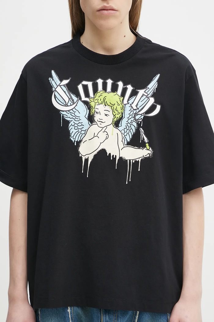 Marcelo Burlon t-shirt bawełniany County Angel Boxy T-Shirt Black Multicol czarny CMAA05AS25JER0021084