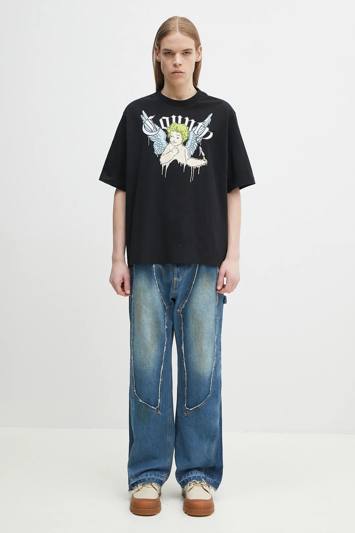 Marcelo Burlon t-shirt bawełniany County Angel Boxy T-Shirt Black Multicol CMAA05AS25JER0021084 czarny