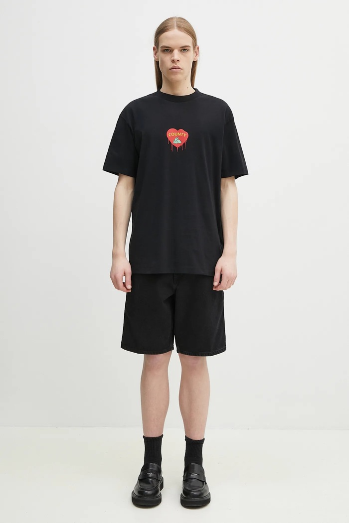 Marcelo Burlon t-shirt bawełniany Bunny Heart Basic T-Shirt Black Red CMAA056S25JER0051025 czarny