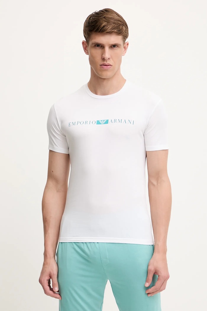 Homewear majica kratkih rukava Emporio Armani Underwear print bijela EM000379.AF10774