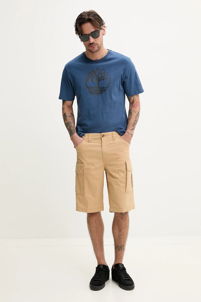 Bavlněné tričko Timberland TB0A2C2R2881 námořnická modř SS25