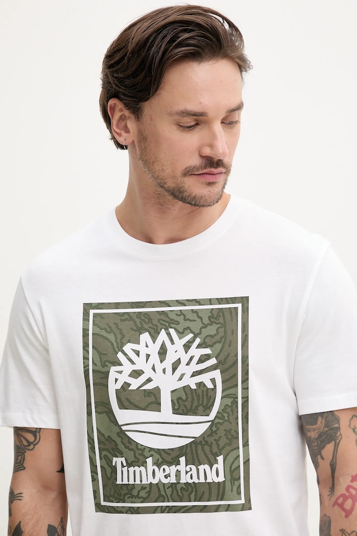 Bavlnené tričko Timberland biela TB0A6DUD1001
