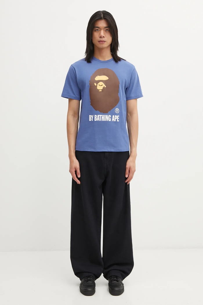 Бавовняна футболка A Bathing Ape By Bathing Ape 1L30110002 темно-синій