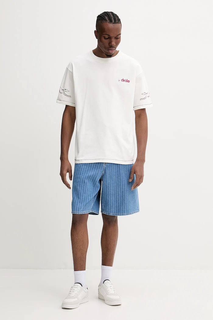 Drôle de Monsieur pamut póló Le T-Shirt Club House G.TS240.CO134.OW bézs SS25