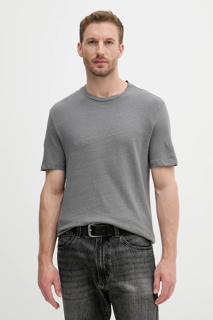 United Colors of Benetton T-shirt lniany szary 3UTFU10B1