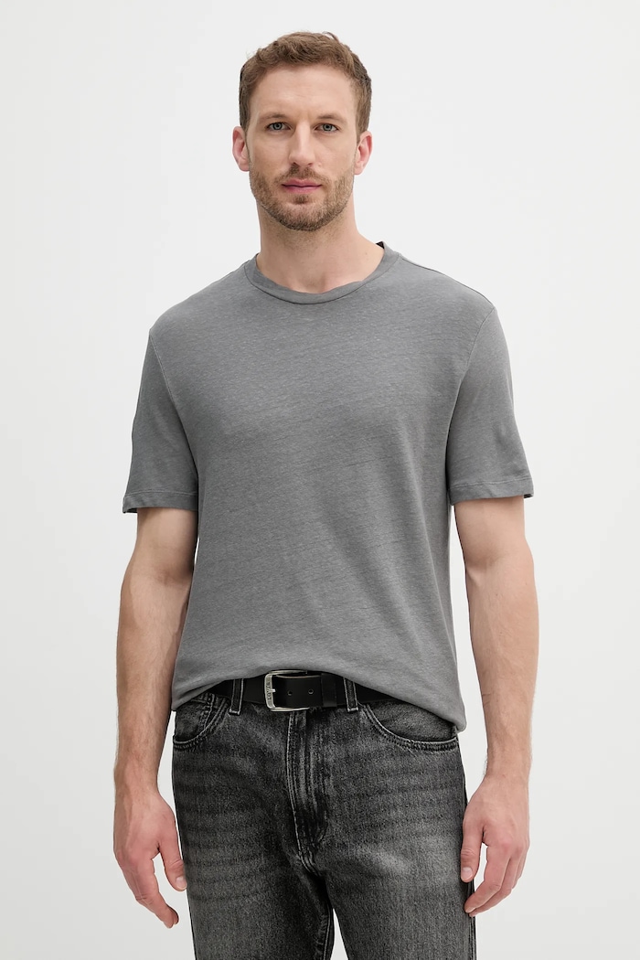 United Colors of Benetton T-shirt lniany szary 3UTFU10B1
