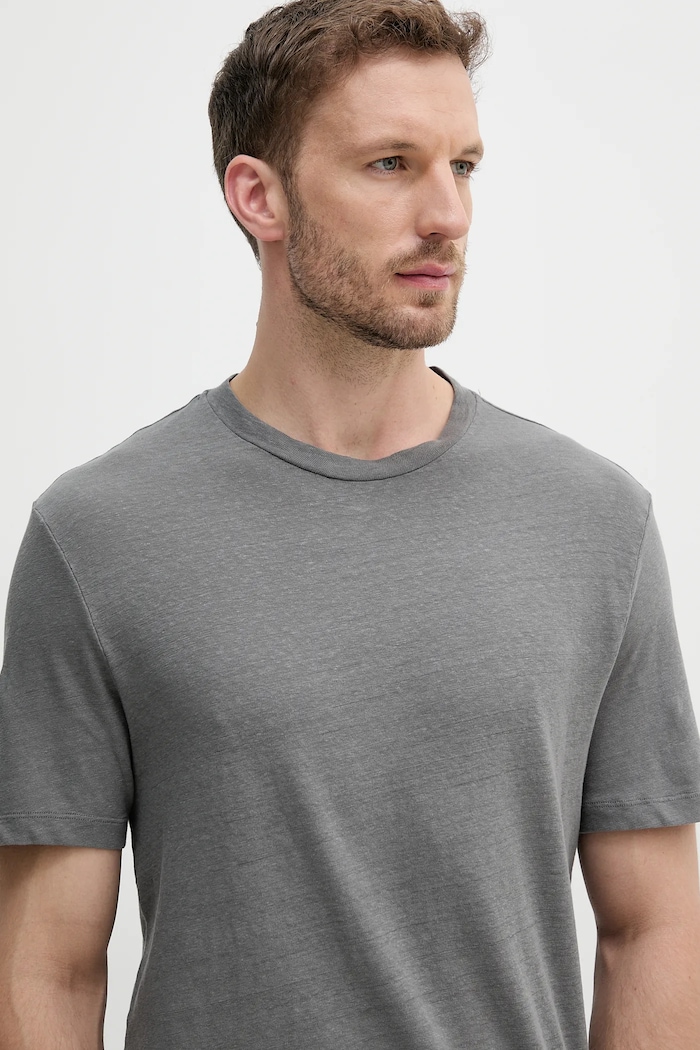 T-shirt lniany United Colors of Benetton 3UTFU10B1 szary
