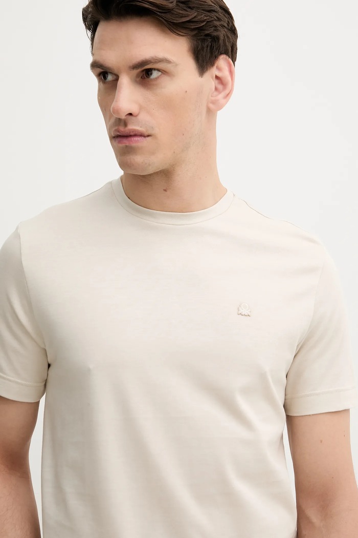 Bavlněné tričko United Colors of Benetton béžová 3M4WU1088