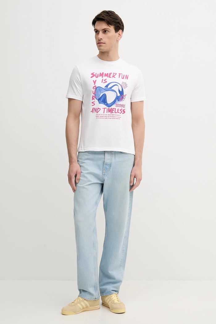 Bavlněné tričko United Colors of Benetton 3BL0U10AF bílá SS25
