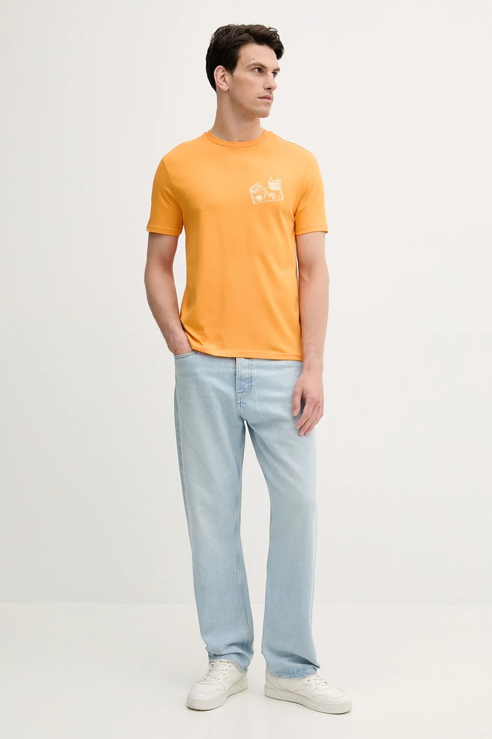 Bavlněné tričko United Colors of Benetton 3BL0U10AF oranžová SS25