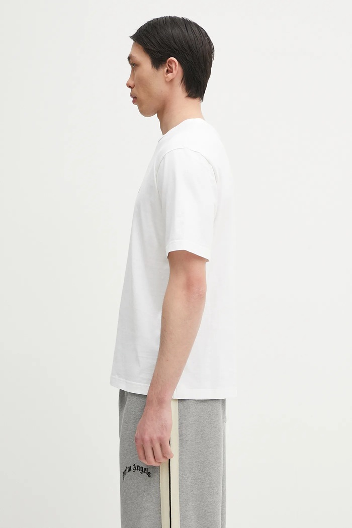 Βαμβακερό μπλουζάκι Palm Angels Classic Logo Slim PMAA089C99JER0030110 λευκό SS25