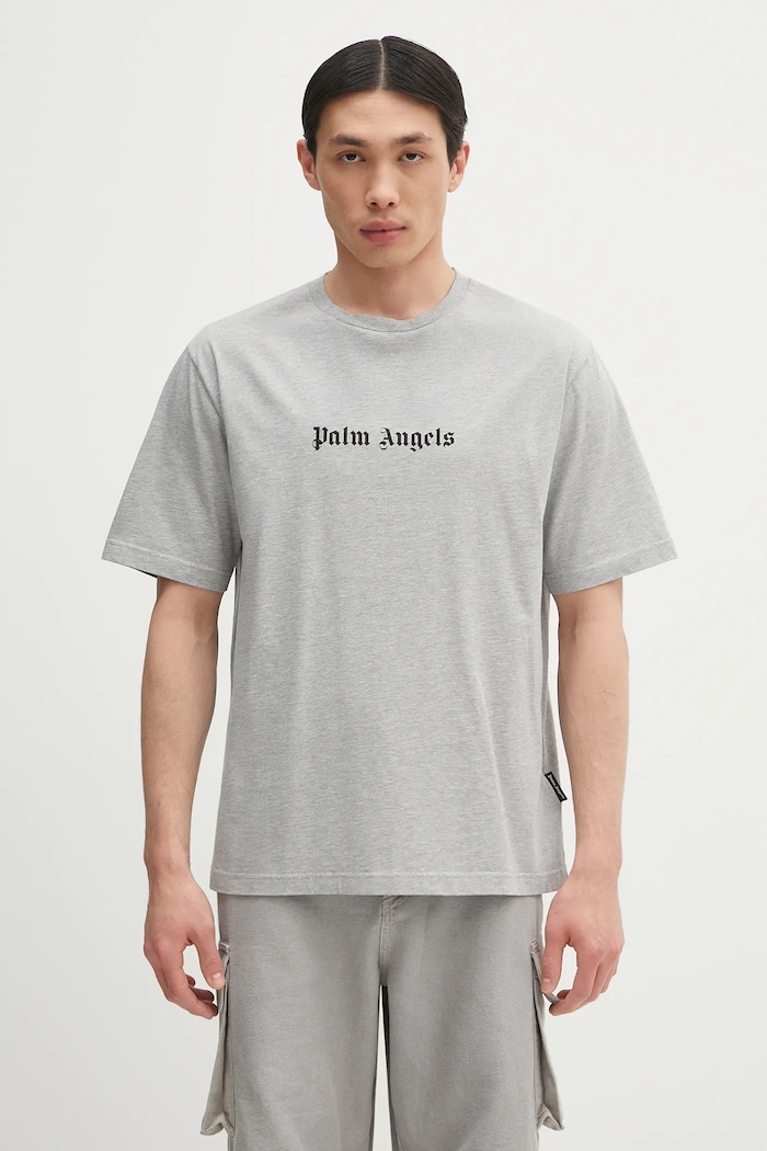 Palm Angels tricou din bumbac Classic Logo Slim print gri PMAA089C99JER0030810