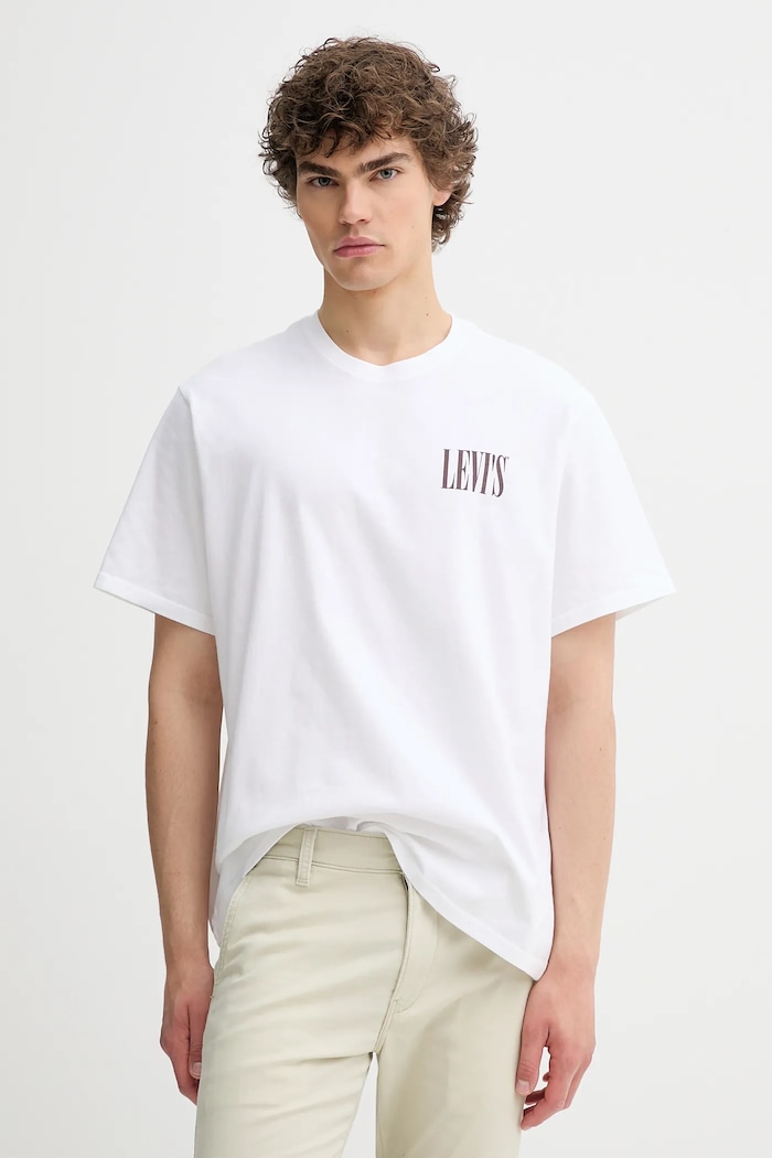 Βαμβακερό μπλουζάκι Levi's SS RELAXED FIT TEE στάμπα λευκό 16143.1996