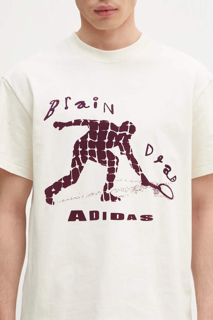 Хлопковая футболка adidas Originals x Brain Dead Dead бежевый JX9393