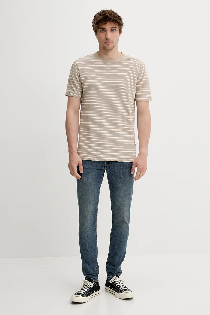Majica kratkih rukava s dodatkom lana Marc O'Polo 524216751302 smeđa SS25