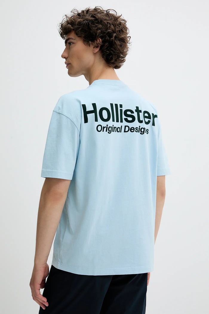 Bavlnené tričko Hollister Co. relaxed modrá KI323.5007.210