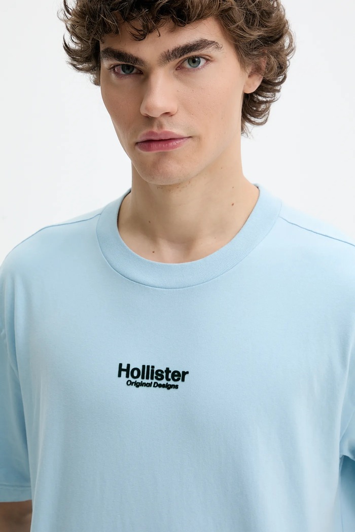 Bavlnené tričko Hollister Co. modrá KI323.5007.210