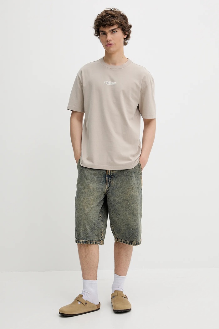 Hollister Co. tricou din bumbac KI323.5007.400 bej SS25