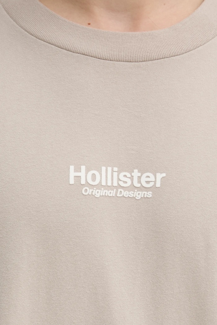 Hollister Co. tricou din bumbac KI323.5007.400 bej