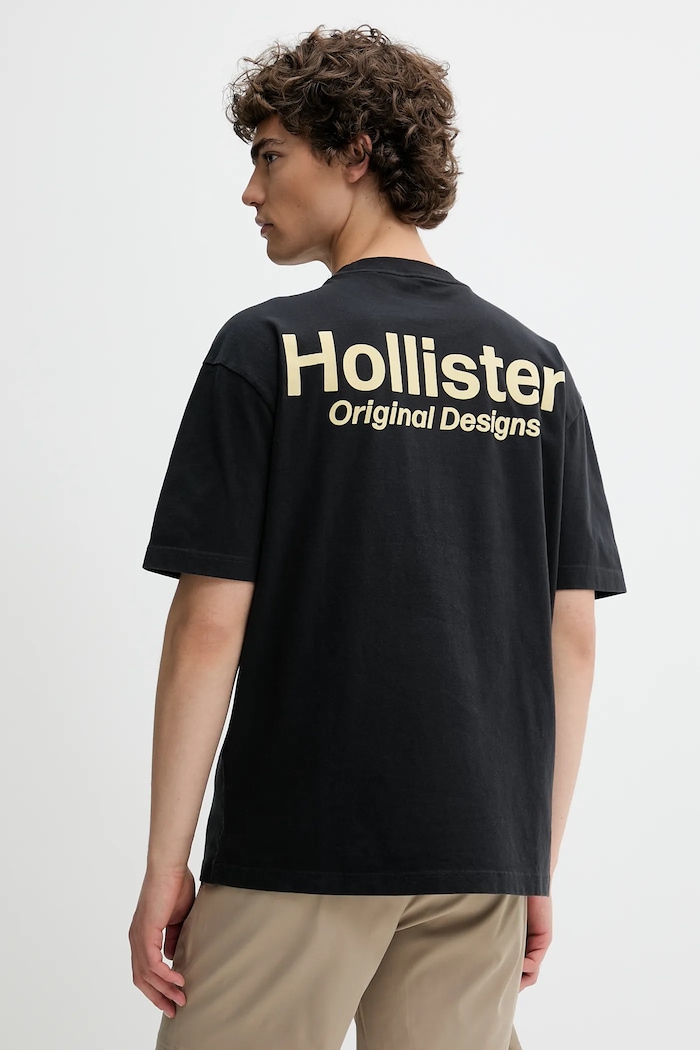 Bavlnené tričko Hollister Co. relaxed čierna KI323.5007.900