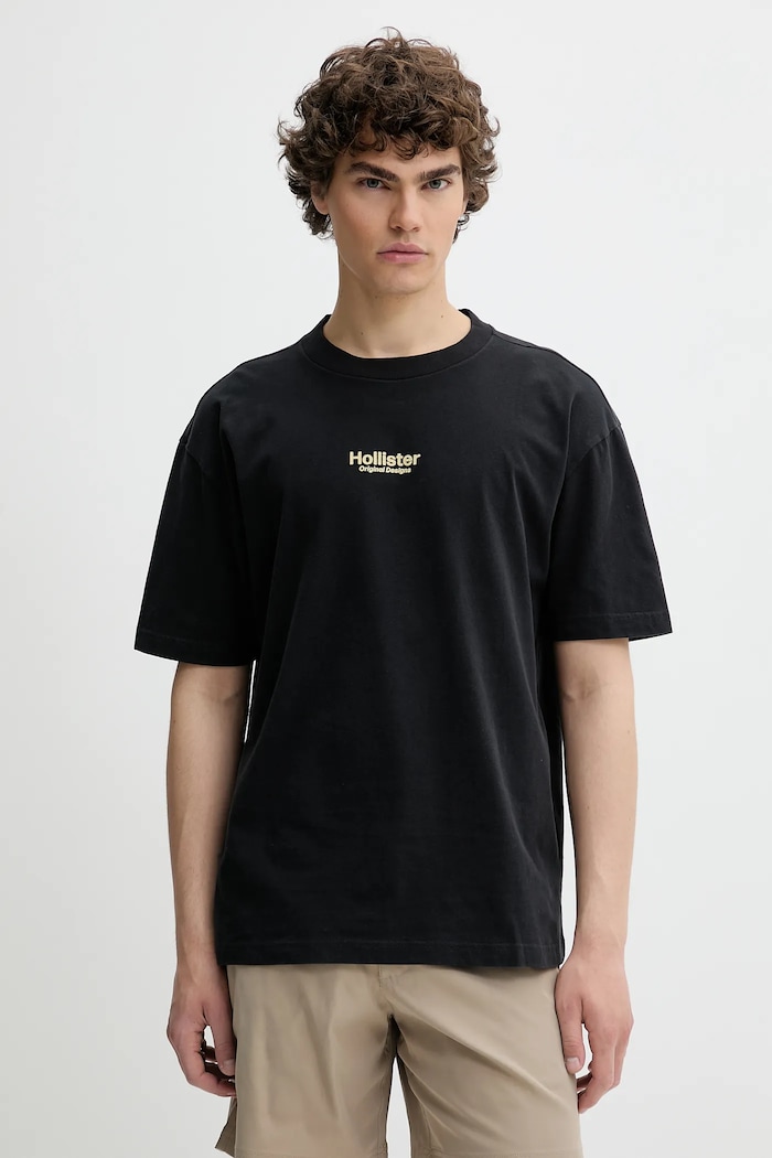 Bavlnené tričko Hollister Co. KI323.5007.900 čierna SS25