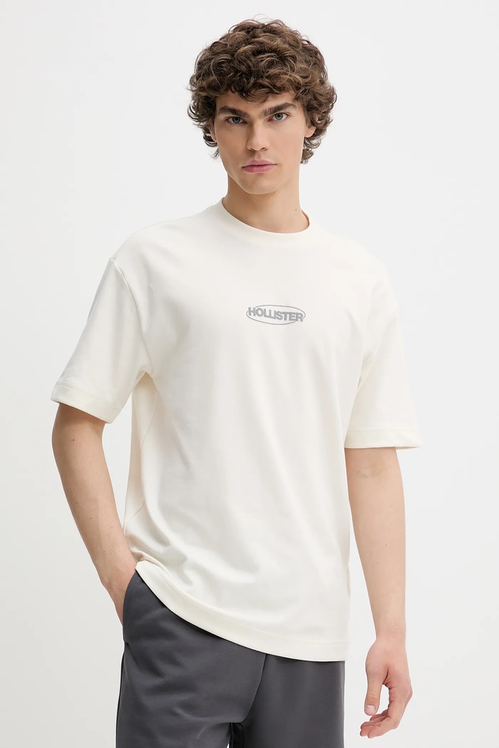 Hollister Co. t-shirt aplikációval bézs KI323.5272.100