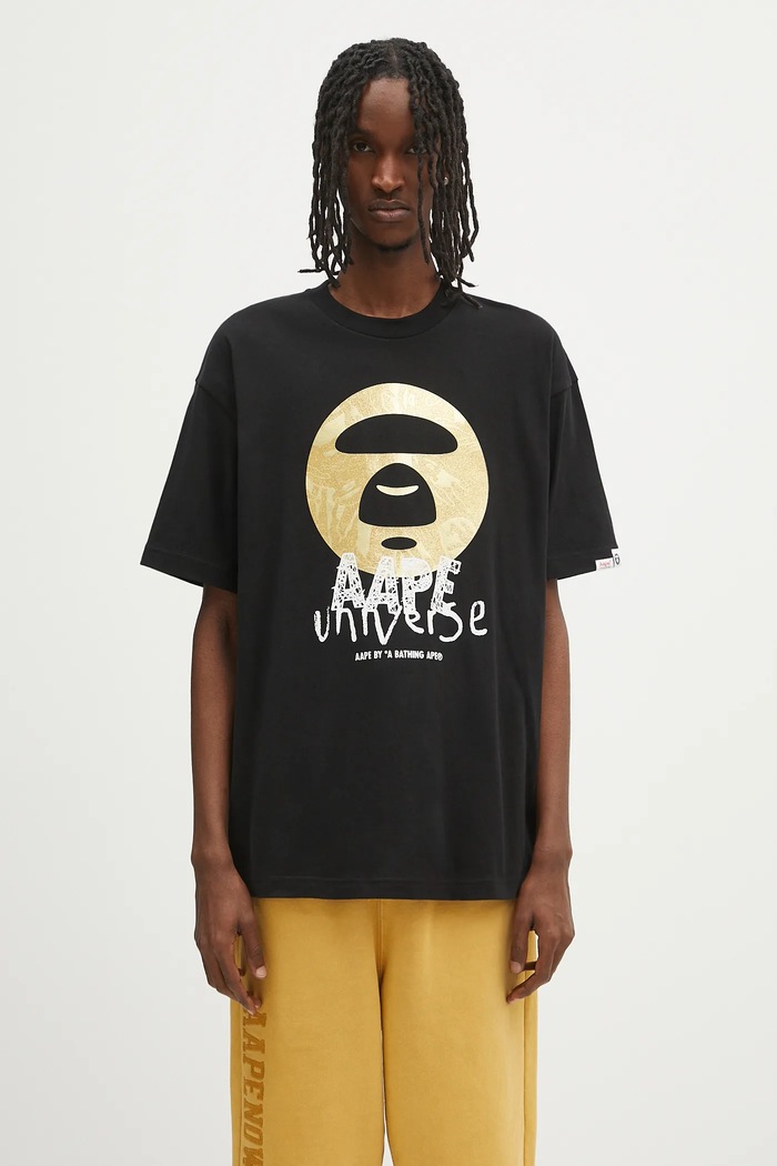 AAPE cotton t-shirt Basic relaxed black AAPTEM1648XXO