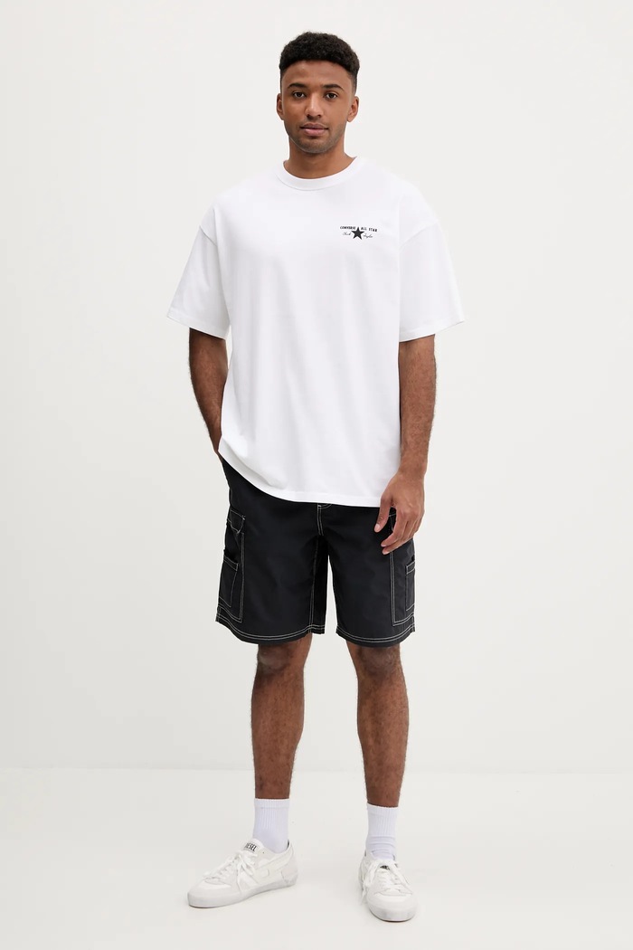 Converse Bavlněné tričko Converse 10027997.A06 bílá SS25