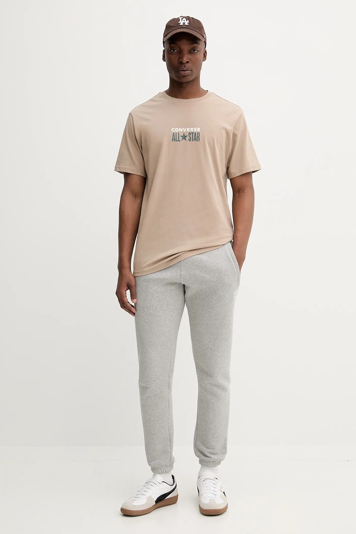 Bavlněné tričko Converse 10028551.A05 béžová SS25