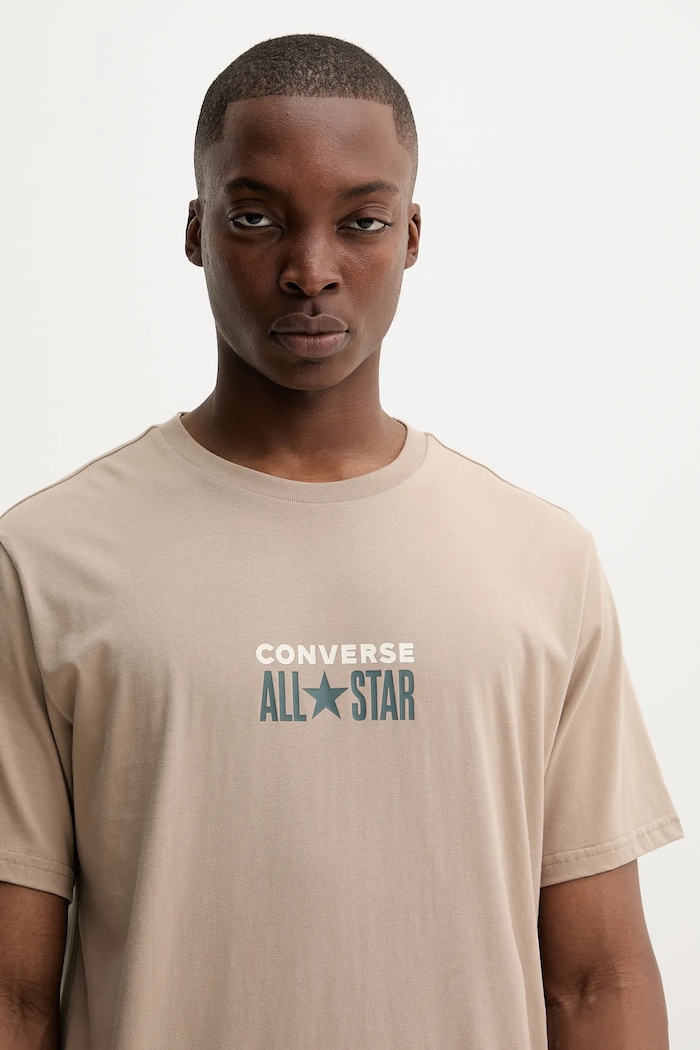 Bavlněné tričko Converse béžová 10028551.A05