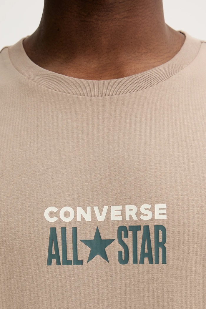 Bavlněné tričko Converse 10028551.A05 béžová