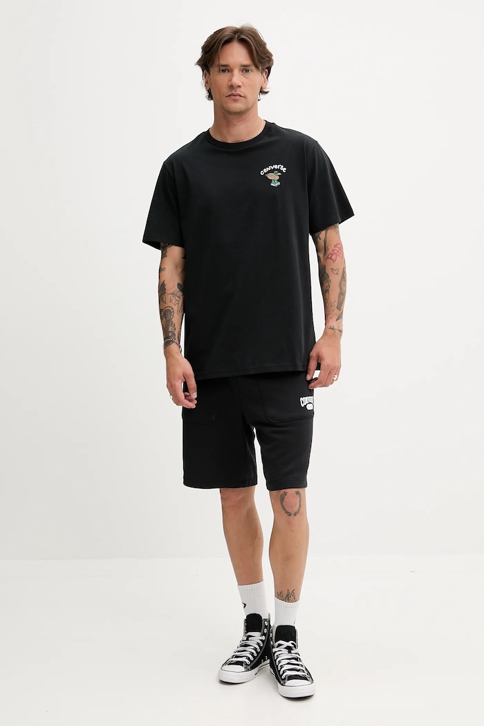 Converse tricou din bumbac 10027716.A01 negru SS25