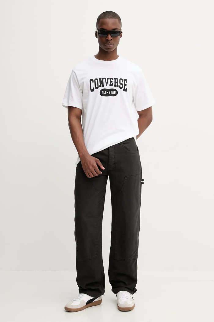 Bavlněné tričko Converse 10027730.A02 bílá SS25