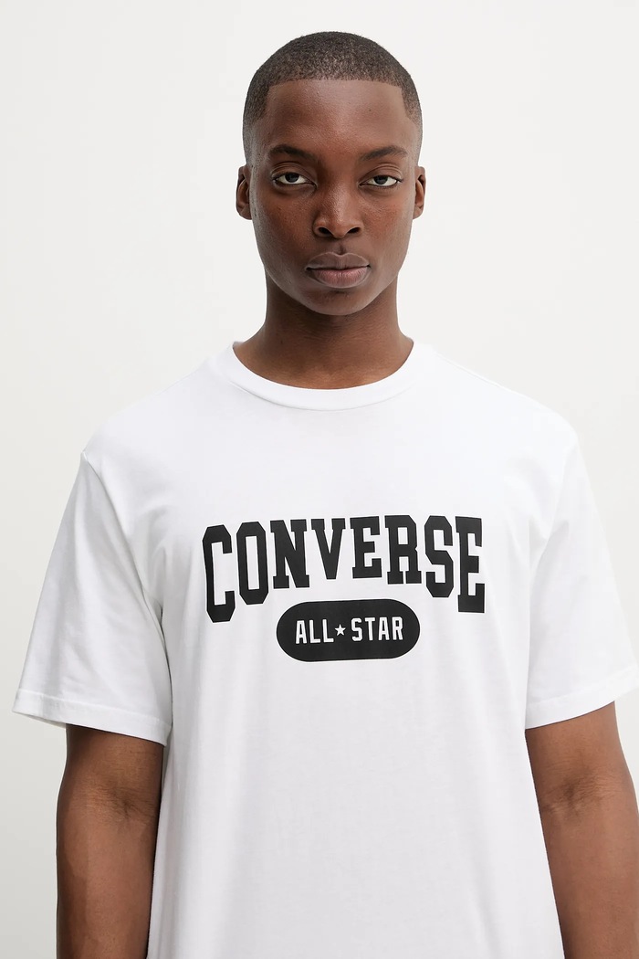 Bavlněné tričko Converse bílá 10027730.A02