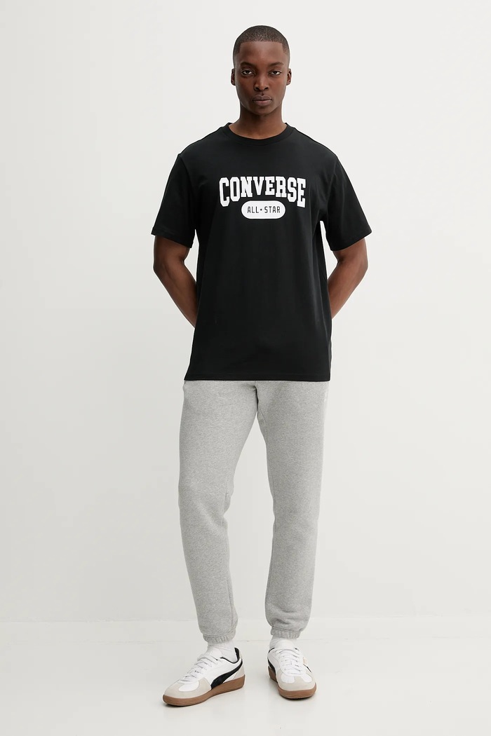 Bavlněné tričko Converse 10027730.A01 černá SS25