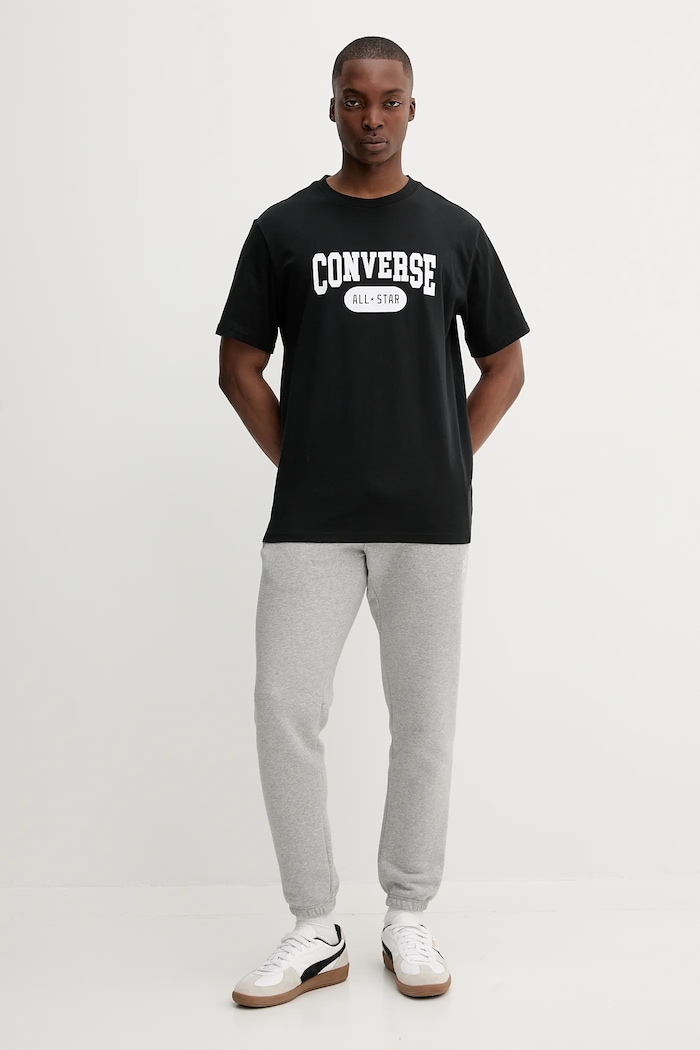 Bavlněné tričko Converse 10027730.A01 černá SS25