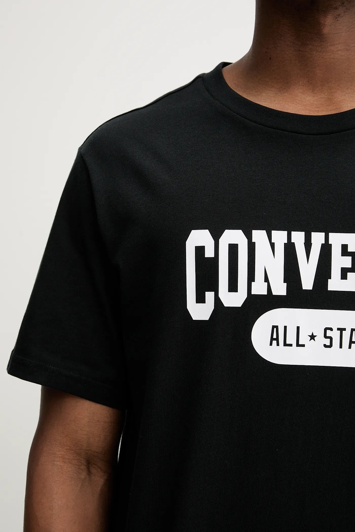 Bavlněné tričko Converse 10027730.A01 černá