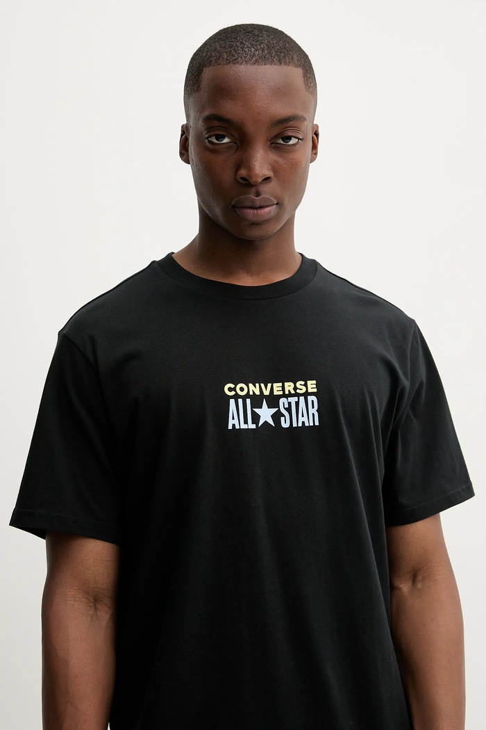 Bavlněné tričko Converse černá 10028551.A04