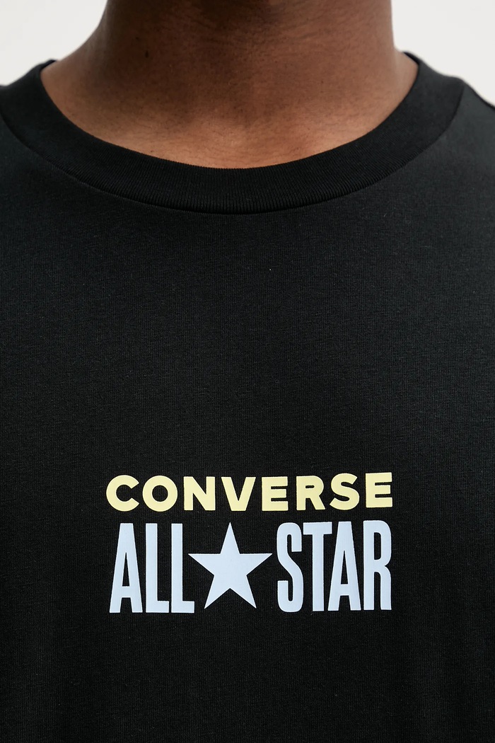 Bavlněné tričko Converse 10028551.A04 černá