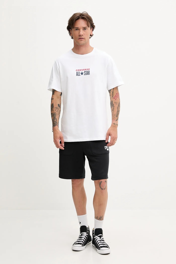 Bavlněné tričko Converse 10028551.A08 bílá SS25