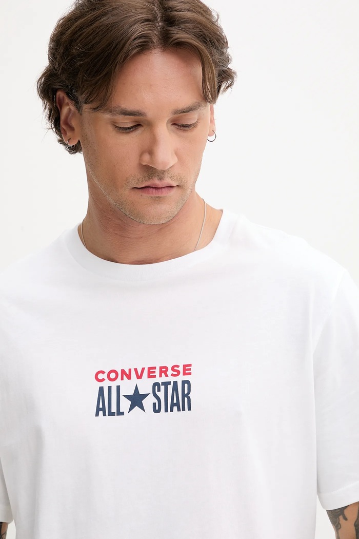 Bavlněné tričko Converse bílá 10028551.A08