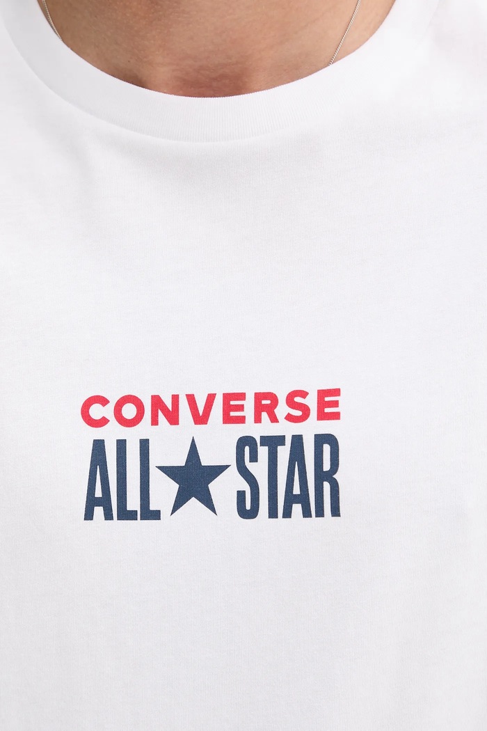 Bavlněné tričko Converse 10028551.A08 bílá