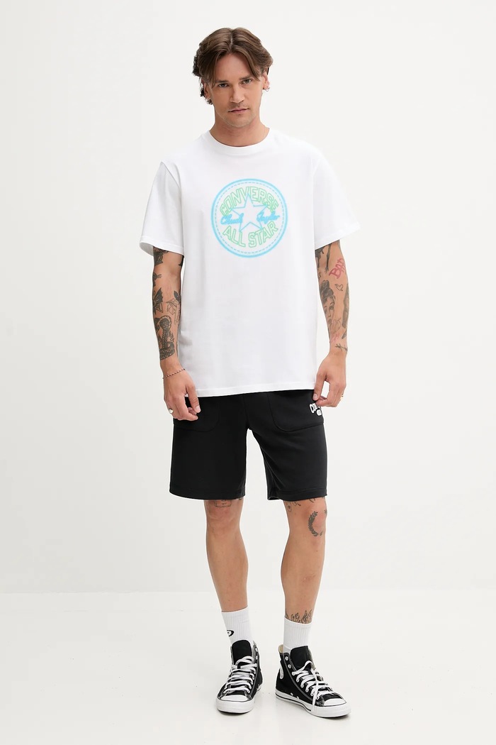Bavlnené tričko Converse 10027722.A02 biela SS25
